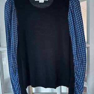 Veronica Beard Black and Blue Crew Neck Sweater